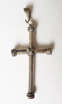 Croix pendentif en argent massif Bijou ancien silver cross  - Photo 1/3