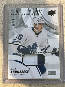 Nick Abruzzese Jersey Patch /49 2022-23 Upper Deck Trilogy - Picture 1 of 2