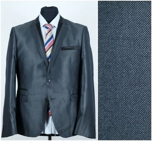 Mens Grey Sharkskin Blazer 40R UK Size GEORGE Shiny Glossy Sport Coat Jacket - Picture 1 of 12
