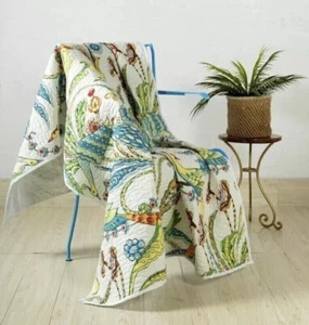 Bird Printed Indian Patchwork Kantha Quilt Floral Cotton Bedspread Blanket Twin - Picture 1 of 7