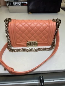 Chanel Peach Lambskin Small Boy Bag - Picture 1 of 7