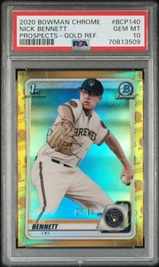 2020 Bowman Chrome Prospects Gold Refractor /50 Nick Bennett PSA 10 Gem - Bild 1 von 3