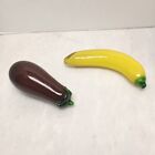 Vintage Art Glass Hand Blown Banana And Eggplant