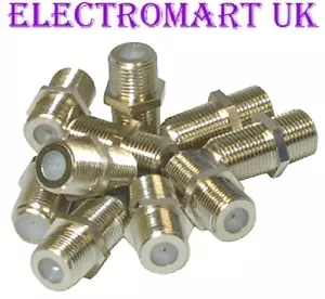 10 X FEMALE F CONNECTORS COUPLER JOINER SCREW TYPE SATELLITE SKY VIRGIN - Picture 1 of 1