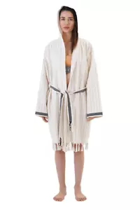HOODED COTTON BATH ROBE WOMEN NİGHTWEAR TOWELLING DRESSING GOWN TERRY TOWEL SOFT - Picture 1 of 5