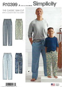 Simplicity R10399 Classic Slim Cut Pajama Pants Men XS-XL & Boys S-L UNCUT 8519 - Picture 1 of 5