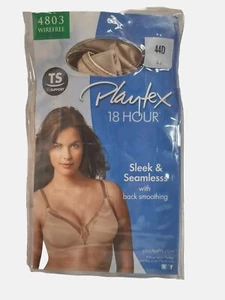 Playtex Wirefree 18 Hr Bra 44D Nude 4803 Seamless Tru Support Back Smoothing - Picture 1 of 16