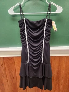 XOXO Strapless Ruched Black Dress Y2K Polka Dot Small Deadstock Fairy Grunge - Picture 1 of 5