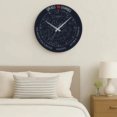 Personalized Star Map Wall Clock – Custom Night Sky Gift for Couples - Image 1 of 4