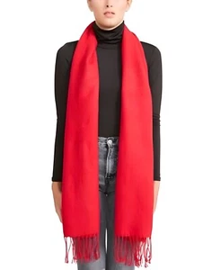 Steve Madden Women's Colorblocked Scarf Red Solid with Fringe   *NEW* - Picture 1 of 1