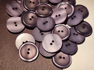 12 Steel Blue Color 2mm rim domed center 2-hole sew-through buttons 22mm  - Picture 1 of 9