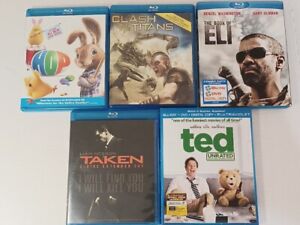 LOT OF 5 BLU RAY ACTION MOVIES Taken, BOOK OF ELI Clash of Titans Ted Hop