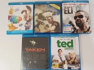 LOT OF 5 BLU RAY ACTION MOVIES Taken, BOOK OF ELI Clash of Titans Ted Hop - Picture 1 of 2