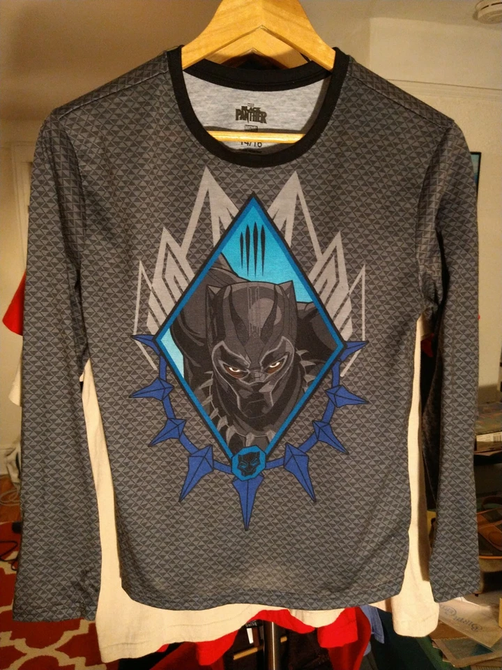 Black Panther Stretchy Flame Resistant Poly Long Sleeve Youth Size 14/16  marvel - Image 1 of 3