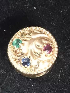 Estate Find Ruby, Topaz, Emerald 14k Yellow Gold Slide Charm Pre-owned - Picture 1 of 11