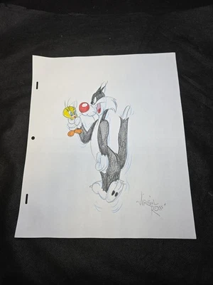 Signed Sylvester Cat & Tweety Bird Original Comic Art Virgil Ross  12" X 10.5" - Image 1 of 4