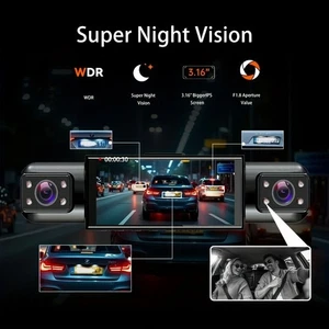 Cámara de tablero 4 canales 360° delantera trasera 1080p interior Dashcam, TARJETA DE MEMORIA SEGURIDAD - Imagen 1 de 18