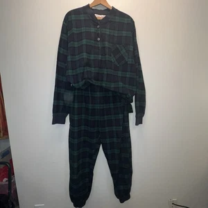 Vermont Country Store Pyjama Set Navy Grün Schottenkaro Oberteil & Hose Flanell - Bild 1 von 14