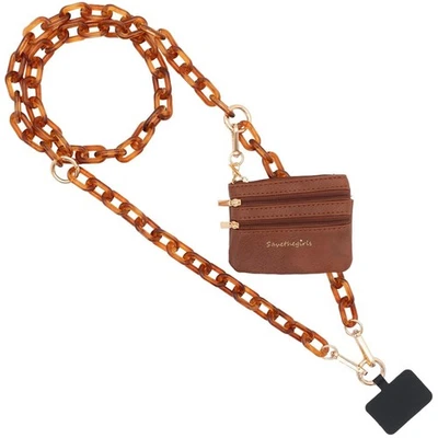 Cadena de teléfono Clip and Go con bolsa (té helado - bolsa marrón) - elegante teléfono La  Foto 1 de 4