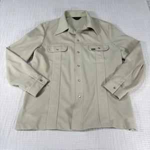 Lee Shirt Mens XL Cream 70s Pearl Snap Western Vtg Black Polyester Leisure Retro - Picture 1 of 11