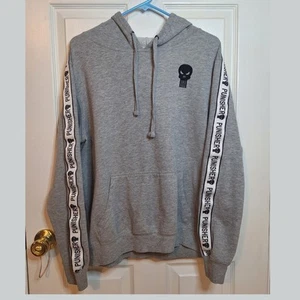 Marvel Comics Punisher Grey Black Embroidered Logo Hoodie Sweatshirt Size M - Picture 1 of 10
