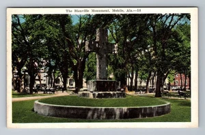 Mobile AL-Alabama, The Bienville Monument Vintage Souvenir Postcard - Picture 1 of 2