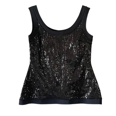 CHIARA BONI LA PETITE ROBE Women's Size 46 Black Sequin Sleeveless Pullover Top - Image 1 of 4