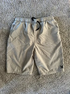 Hurley Shorts Boys Size 10-12 Quick Dry Drawstring Khaki Beige - Picture 1 of 4