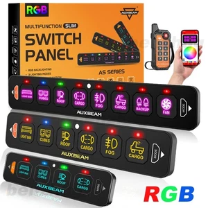 Interruptor auxiliar delgado RGB panel de interruptores de 4/6/8 velocidades Auxbeam para UTV barco camión RV - Imagen 1 de 34