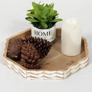Farmhouse Wood Decorative Tray Rustic Serving Tray Tray For Ottoman Coffee Table - Picture 1 of 6