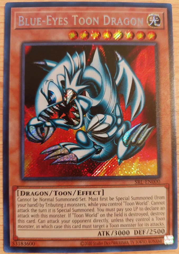 YUGIOH! - Blue-Eyes Toon Dragon - SRL-EN000 - Secret Rare  - 25'th An.- Unl. Ed - Image 1 of 1