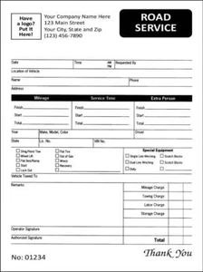 100 Custom Towing Road Service Receipts, 2 Part / 5.5 x 8.5 / Numbered / TMG005 - Picture 1 of 1