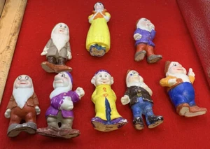 VINTAGE SNOW WHITE AND THE SEVEN DWARFS BISQUE FIGURINE SET - Picture 1 of 10
