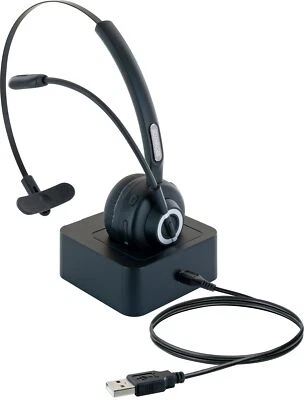 Headset PC Kopfhörer Bluetooth kabellos Mikrofon On Ear Ladestation schwarz - Bild 1 von 4