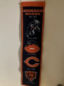 Chicago Bears NFL Embroidered Heritage Banner! Logo History By Winning Streak - Picture 1 of 6