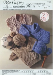 Peter Gregory KNITTING PATTERN 743 DK Sweaters, vest & Hat 20"-28" Child - Picture 1 of 2