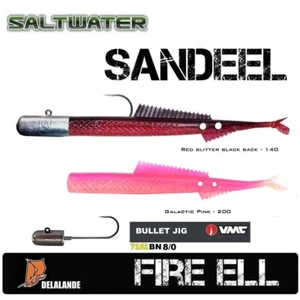 2 Stück DELALANDE Sandaal / Fire Eel 18 cm Farbcode 140/200 + VMC 7161BN 8/0 60G - Bild 1 von 3