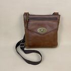M&S Crossbody Bag Messenger Handbag Brown Leather Zip Up Satchel Medium Womens