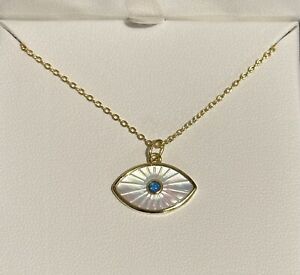 NIB Argento Vivo Mother Of Pearl Evil Eye Necklace Sterling Silver