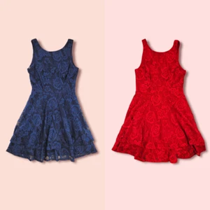 Juniors' Speechless Girls Lace Double-Skirt Red/ Navy Blue Fit &Flare Dress NWT - Picture 1 of 7