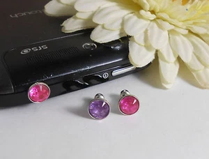 Handy-Schmuck Handy-Staubschutz Stöpsel STRASS / Farbwahl Pink o. Lila-Flieder - Bild 1 von 3