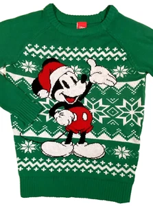 *NEUWERTIG* Disney Micky Mouse Damen Weihnachtspullover XS grün Fair Isle Schneeflocke - Bild 1 von 3