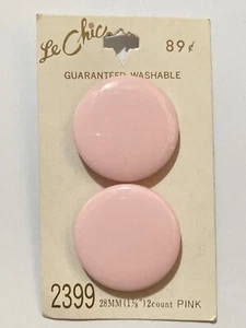 VTG Le Chic Plastic Buttons Large Pastel Pink Smooth Disk Shank 1-1/8" NEW - Picture 1 of 3