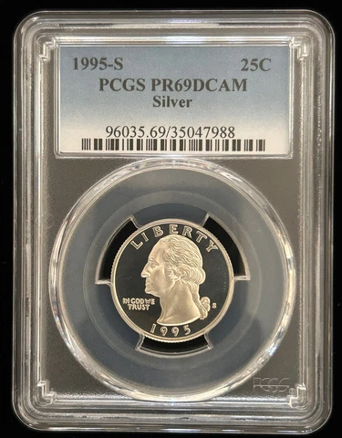 1995-S 25C Washington Quarter PCGS PR69DCAM 90% Silver Cover