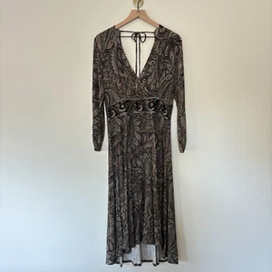 90s Long Sleeve Baby Doll Dress Earthy Witch Boho Artsy Hippy Women Large - Picture 1 of 23