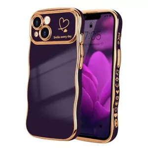 for Case for Women Girls, Cute Wave Frame Curly Shape iPhone 14 Dark Purple - Picture 1 of 7
