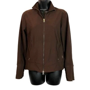 Lucy Full Zip Brown Jacket, Small, Pockets Zipper Wrist Yoga Activewear Mocha - Picture 1 of 8