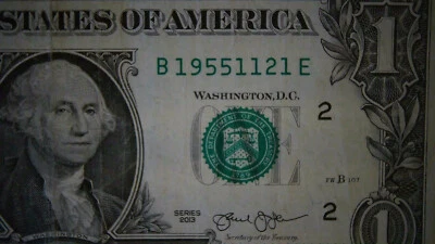 2013 Series $1 Dollar Birthday Note Nov. 21, 1955  B 19551121 E - Image 1 of 3