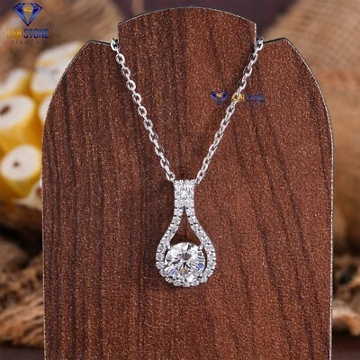 1.54 TDW Round Cut Lab Grown Diamond Elegant Pendant 18k White Gold - Image 1 of 4