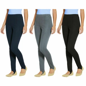 LADIES PULL ON SKI PANT ELASTICATED STIRRUP SLIM TROUSER SOFT STRETCHY PLUS SIZE - Picture 1 of 10